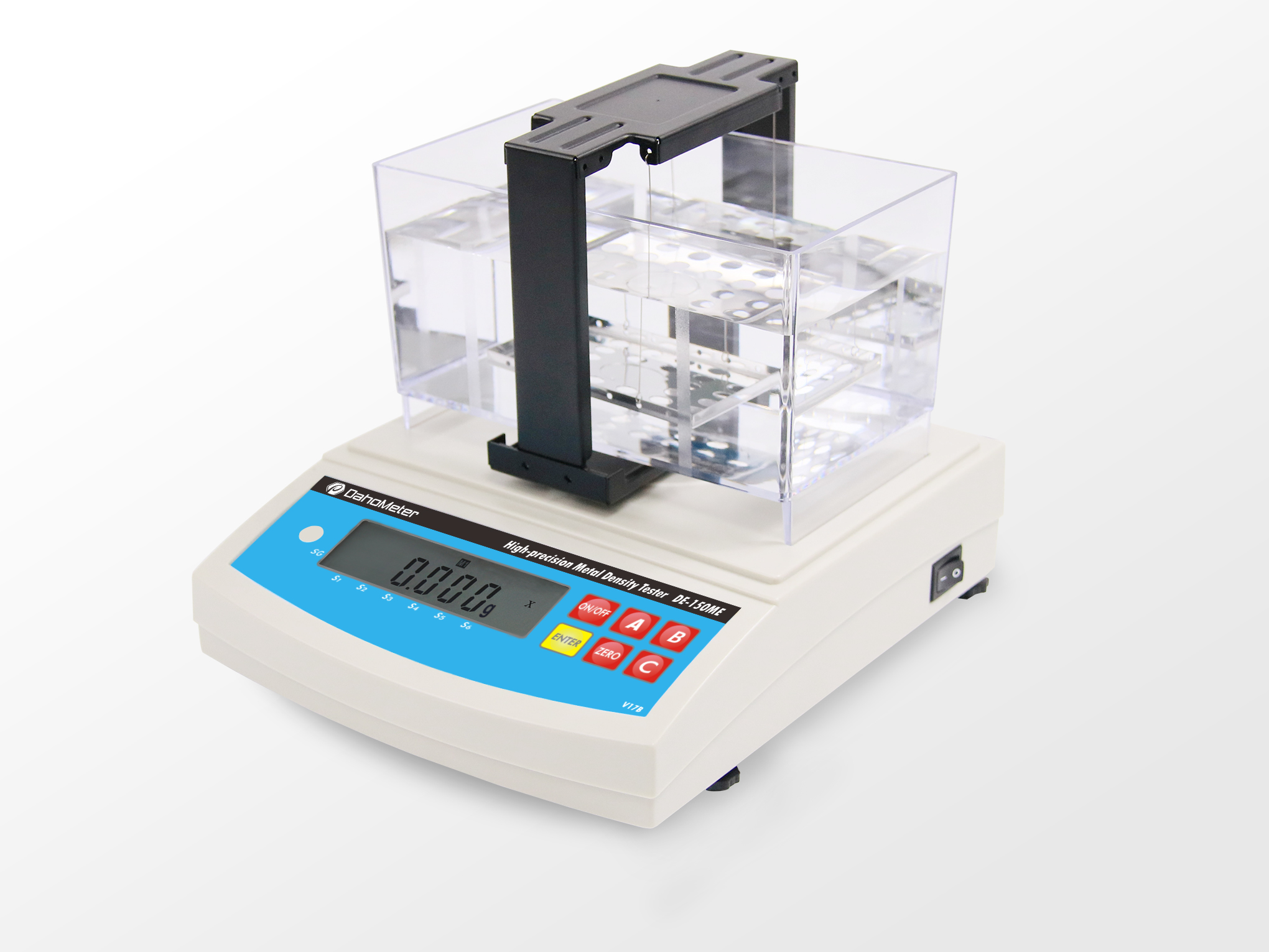高精度硬質(zhì)合金密度計(jì)-金屬材料密度天平DE-150ME主要針對(duì)金屬材料領(lǐng)域的密度測(cè)量，是Dahometer品牌經(jīng)典款產(chǎn)品，品質(zhì)優(yōu)良，密度精度高，即時(shí)顯示密度值，操作順暢方便、省時(shí)；具有更好的測(cè)量穩(wěn)定性與可靠性；適合要求較高的場(chǎng)合。